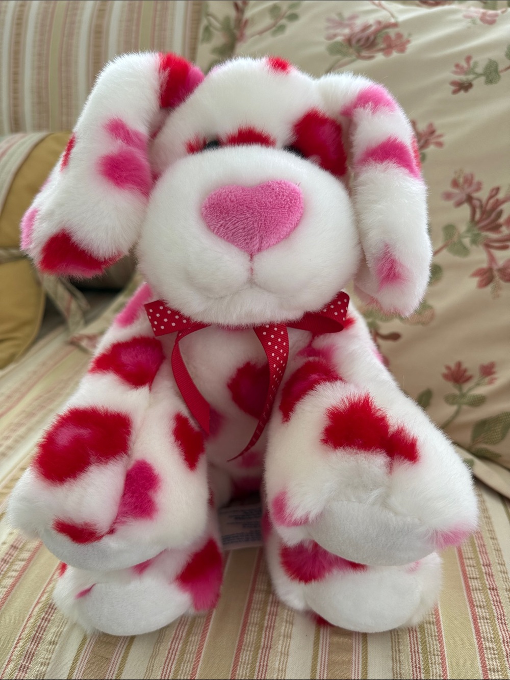 Retired Build-A-Bear Hearts Fur You Plush Puppy Dog w/ Pink & Red Heart Spots